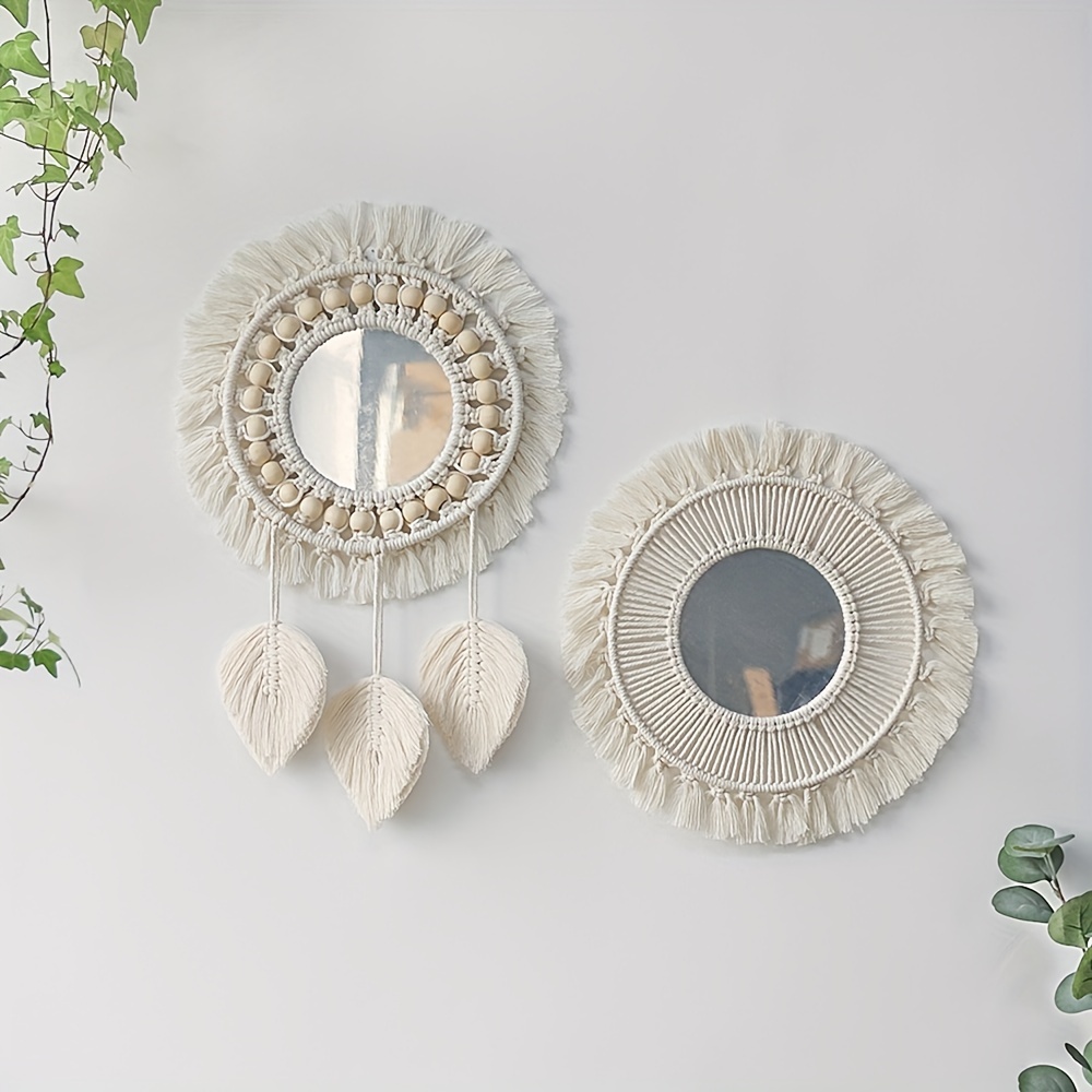 espejos decorativos de pared decoración hogar Espejo de pared de macramé  para de