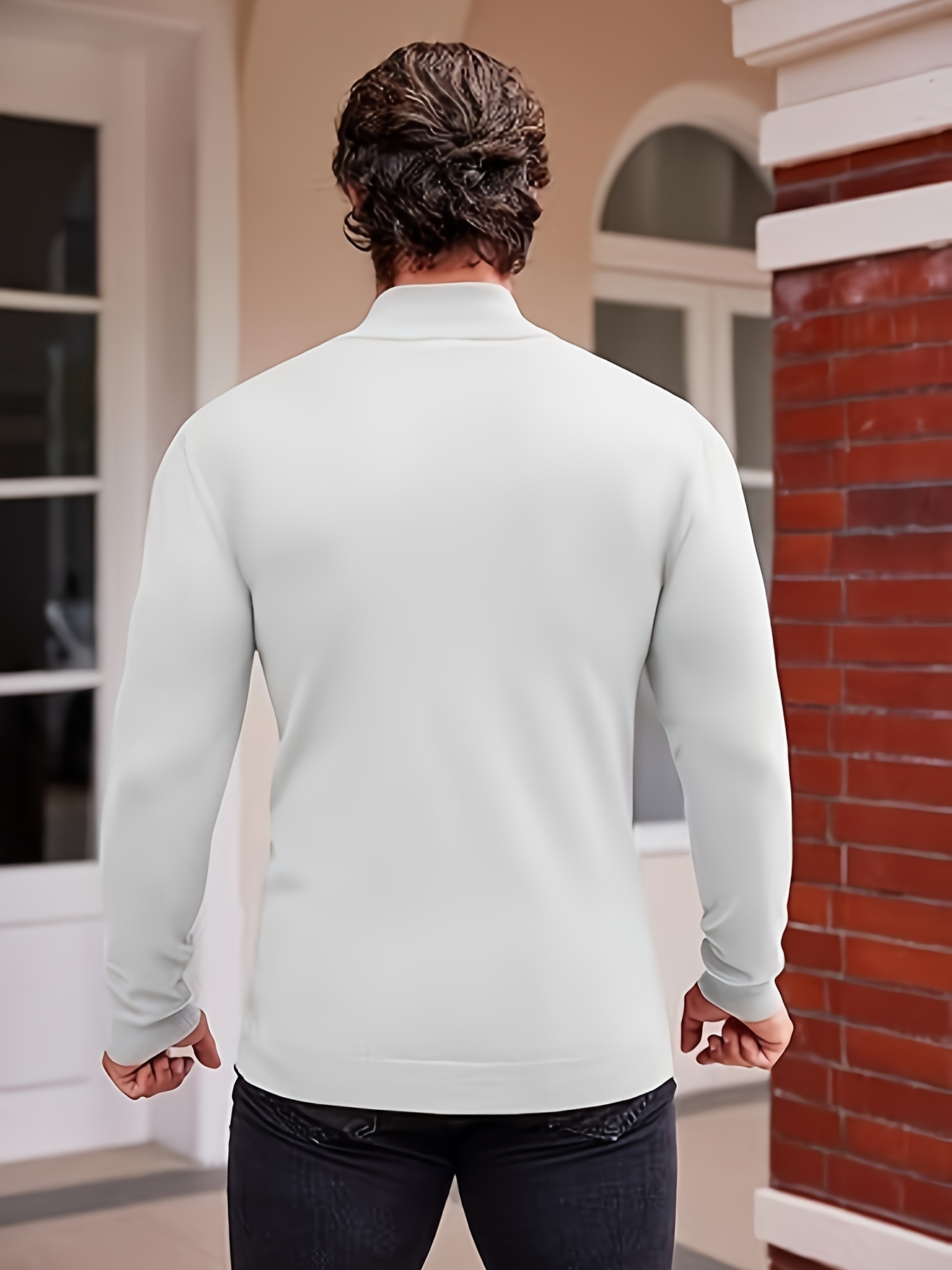 white sweatshirt turtleneck