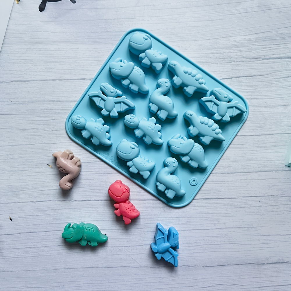 12 Cavity Mini Dinosaur Silicone Mold, 3d Fondant Mold For Diy