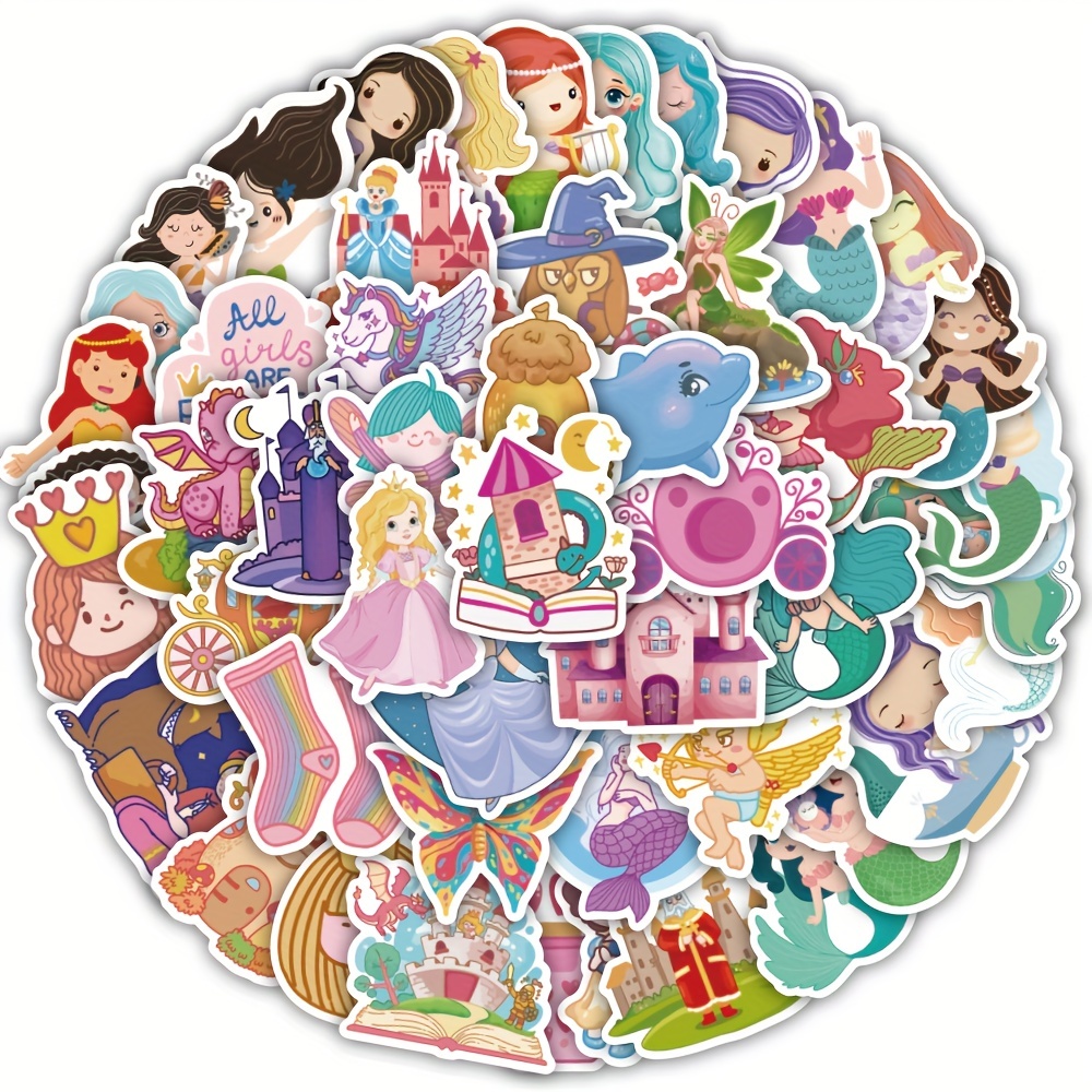 Princess Stickers For Water Bottles Vinyl Waterproof Cartoon