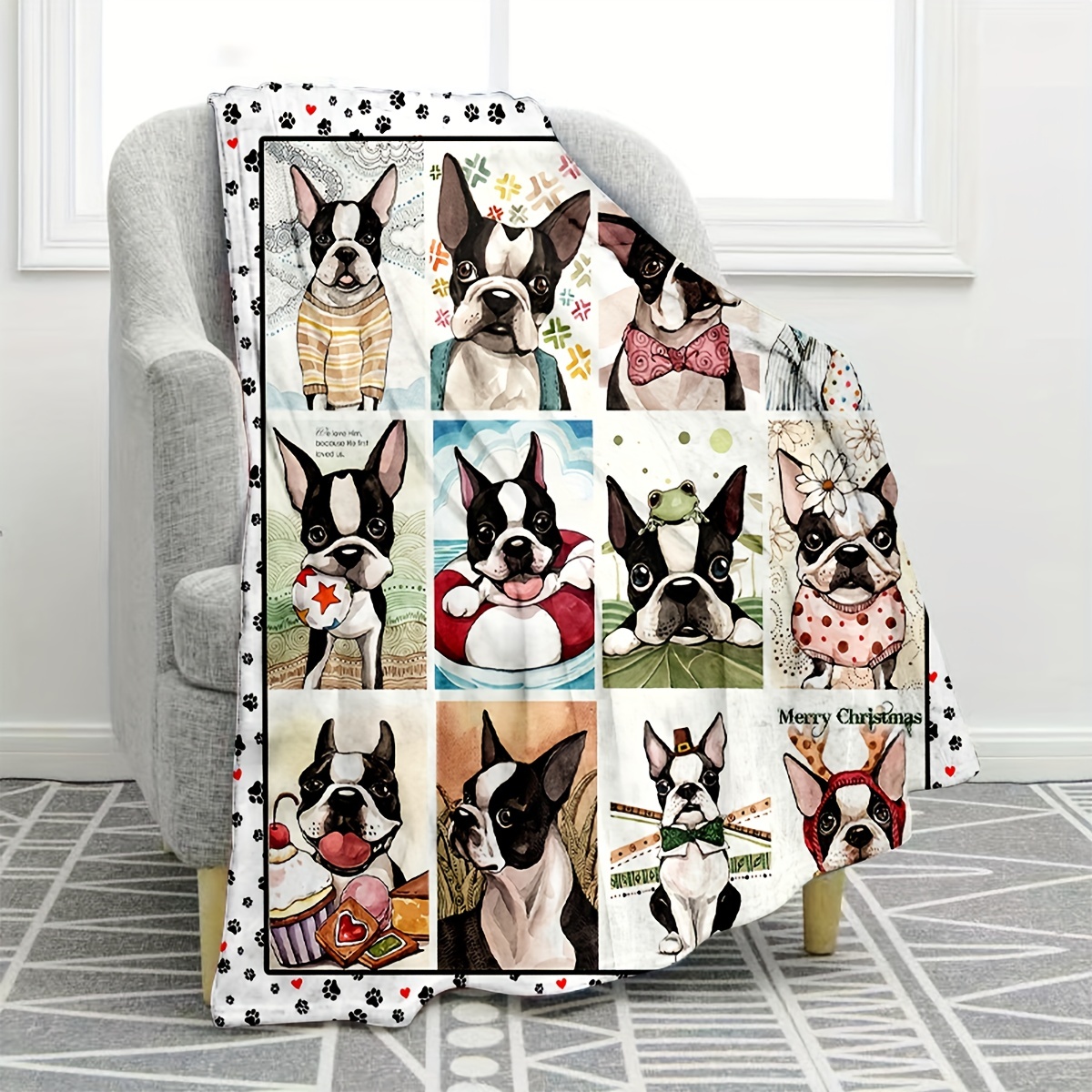 Boston terrier cheap plush blanket