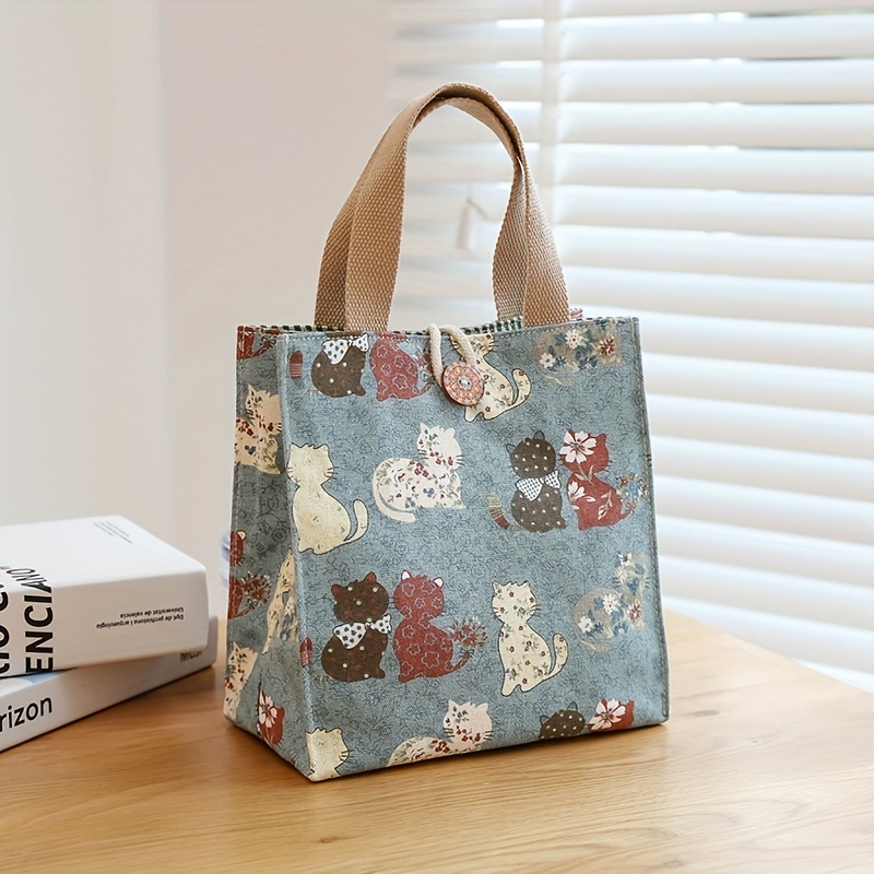 Cartoon Canvas Lunch Bag Butterfly Cat Bento Office Workers Mothers