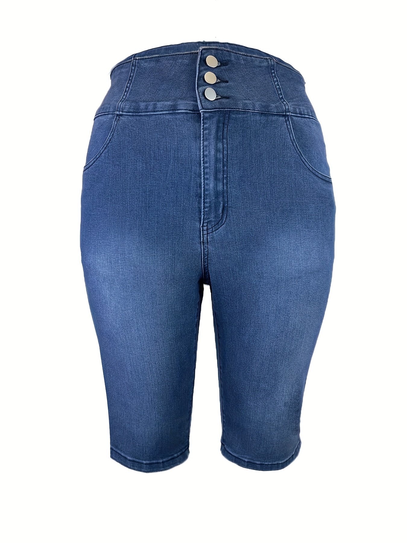 Plus Size Casual Denim Jeans Women's Plus High Button - Temu