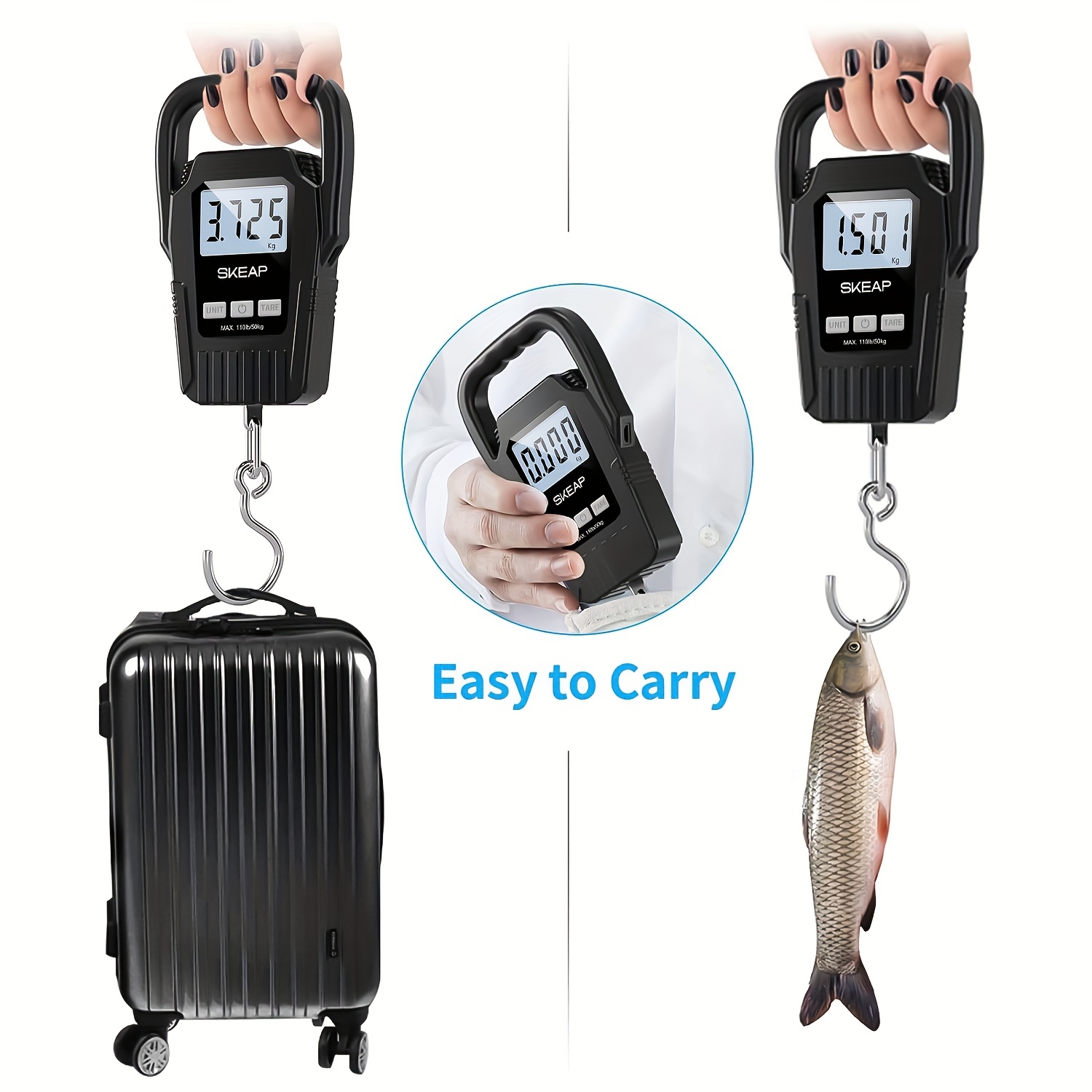 (without Battery)Luggage Scale, Upgrade Large Handle LCD Display, Perfect  For Fishing, Travel & Luggage Weighting