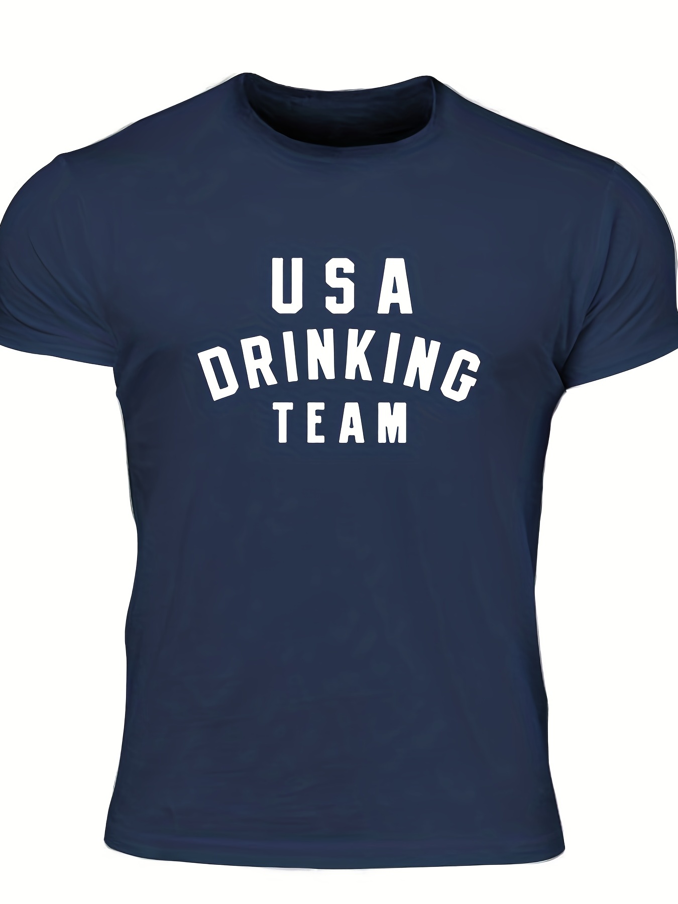 Drinking Team Men's Letter Print T-shirt Casual Stretch Tee