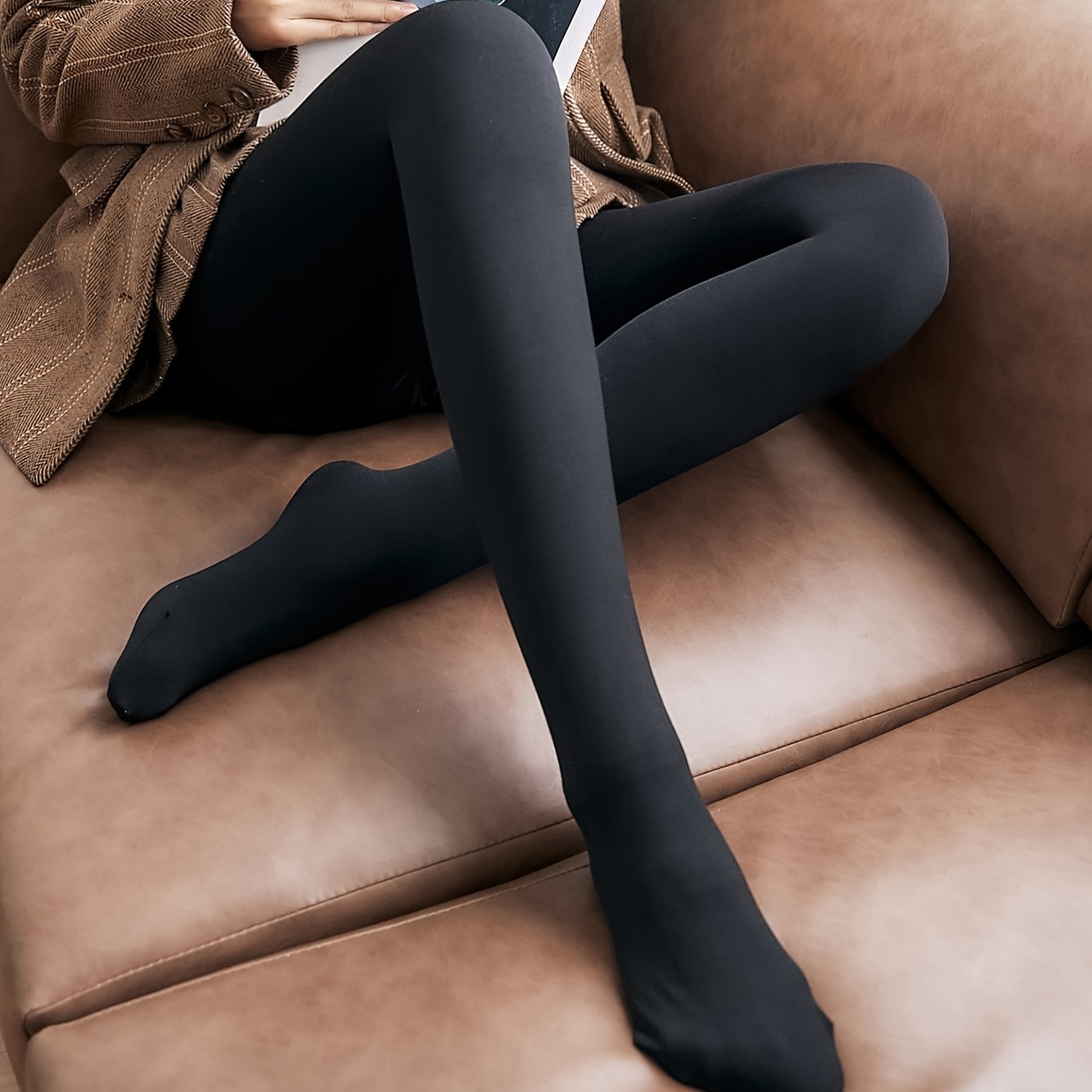 Fuzzy Thermal Footless Tights Thick Warm Plush Lined - Temu