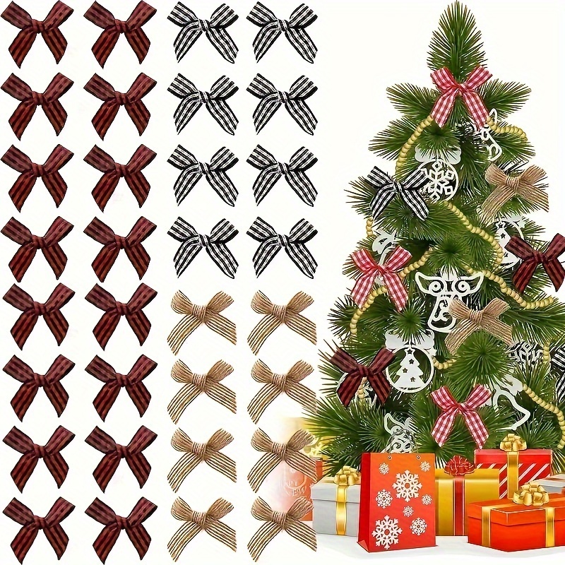 2Pcs White and Black Plaid Burlap Ribbon Wired Ribbon Christmas Wrapping  Ribbon for Christmas Crafts Decoration, Floral Bows Craft, 236 inch 