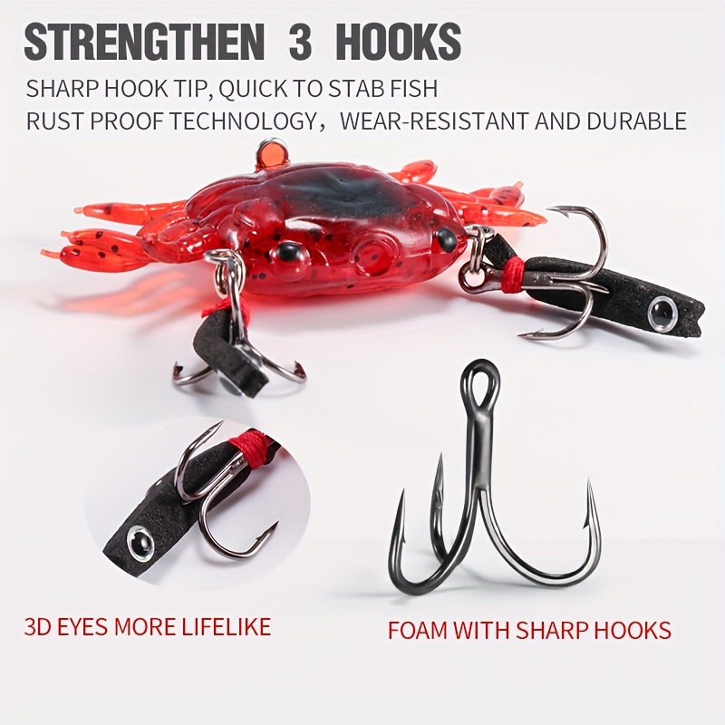 N\A 6pcslot 6 Color 2 Size Soft Fishing Crab Baits Lures with Sharp Double  Hooks 3D Simulation Crab Lures Baits Sea Fishing Bait Traps Saltwater Lure