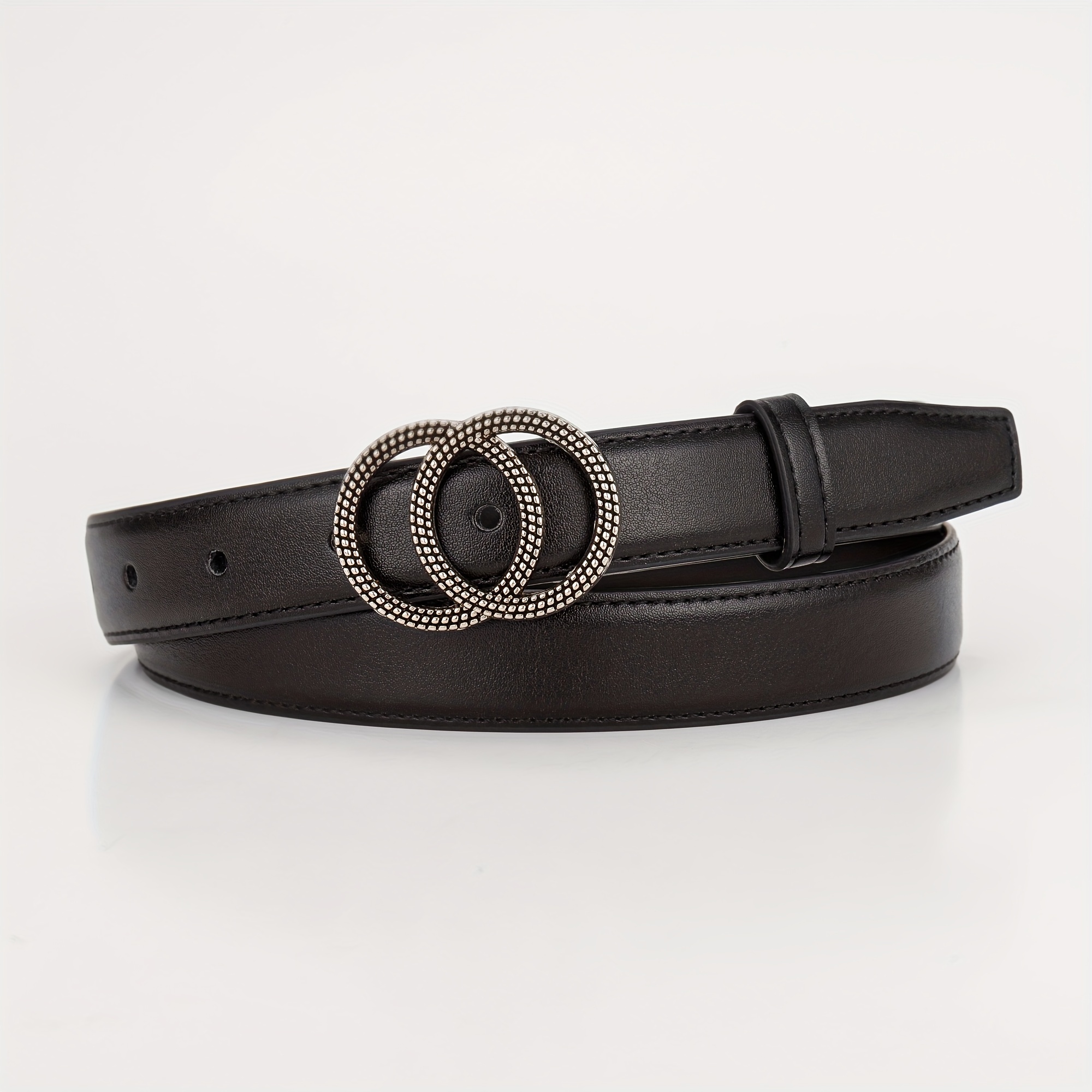 Double Ring Type Buckle Head Casual Belt Soft Leather - Temu