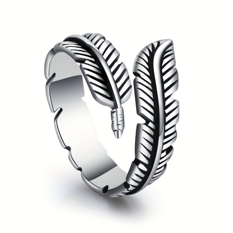 European Retro Feather Open Ring