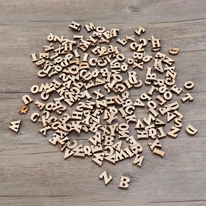 100PCS wooden craft letters small wood letters unfinished wood