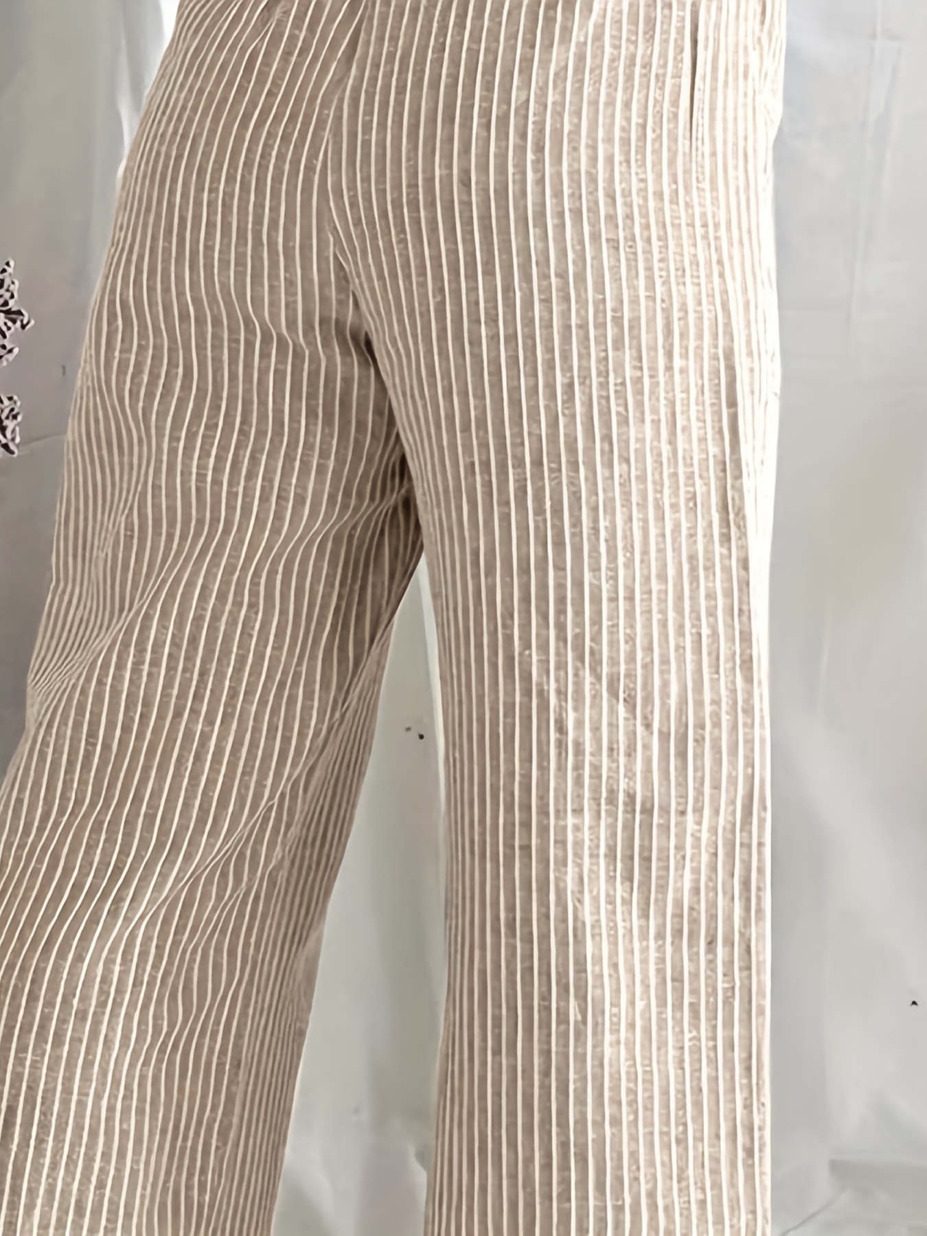 Women's Pants Wide Middle Waist Stripe Casual Pants (Size: FREE SIZE) #785,  #955, #9529