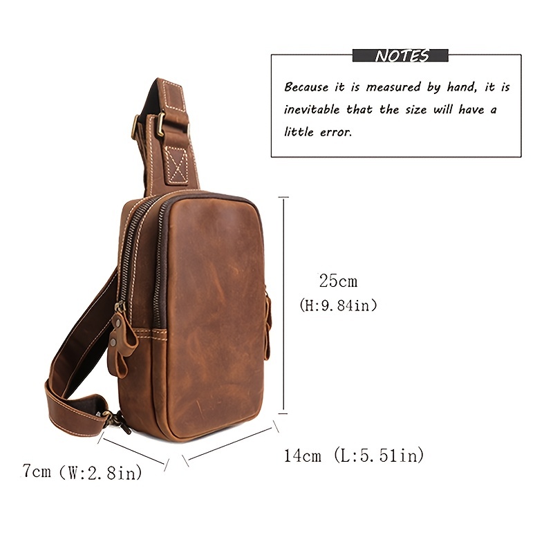 Leather Mens Cool Sling Bag Crossbody Bag Chest Bag for Men