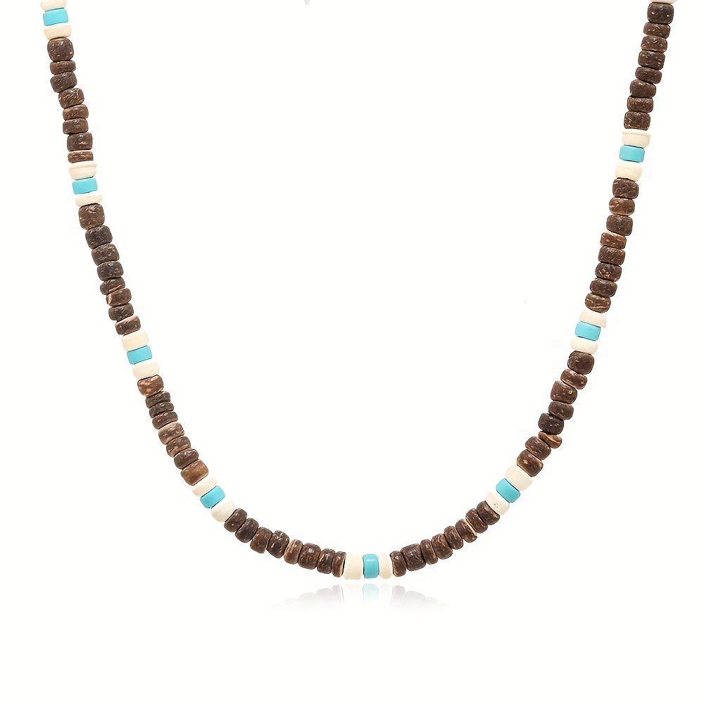Coconut Shell Turquoise Necklace, Boho Style for Men & Women
