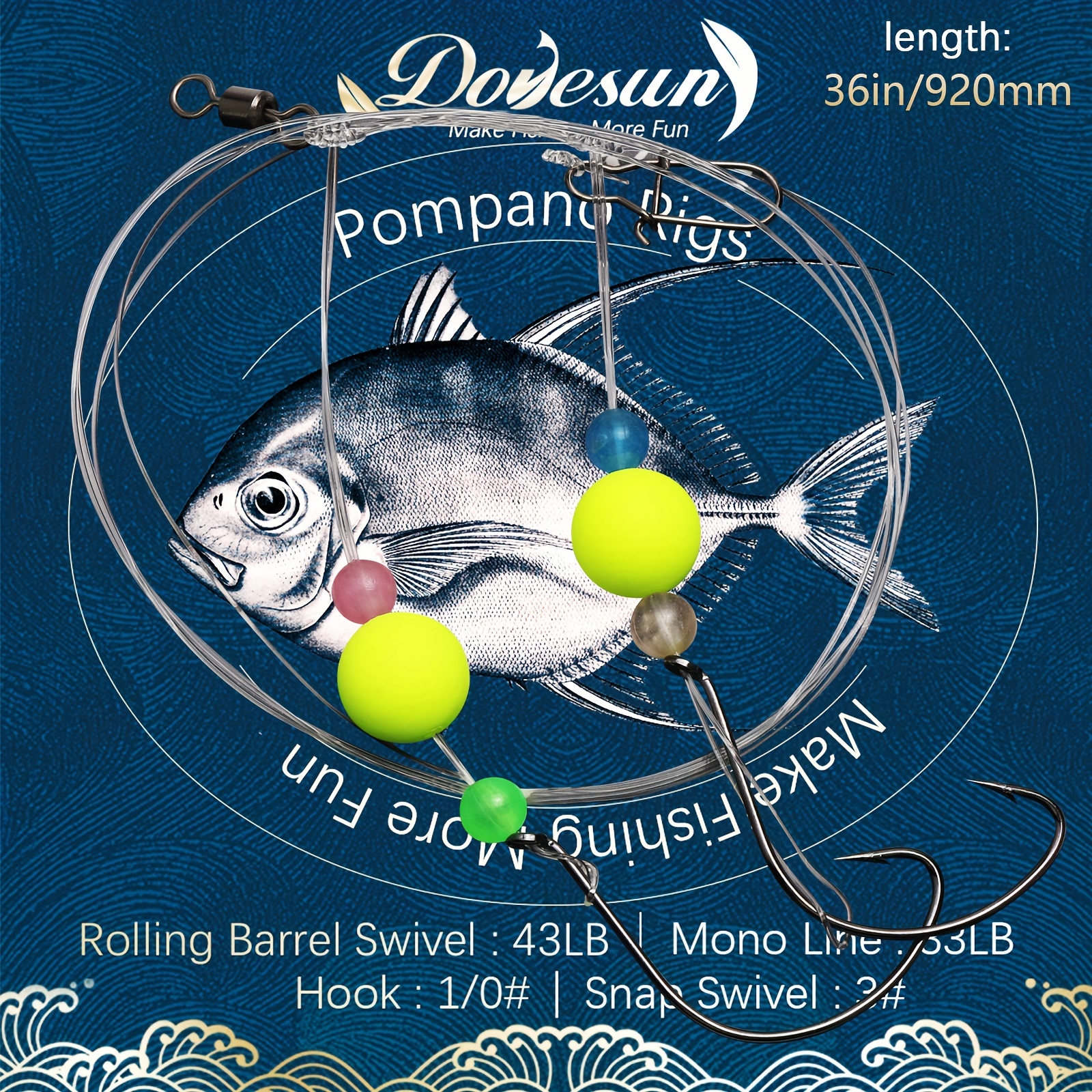 Pompano Rig with Floats Surf Fishing Rigs Swivel Snaps Circle Hooks  Saltwater