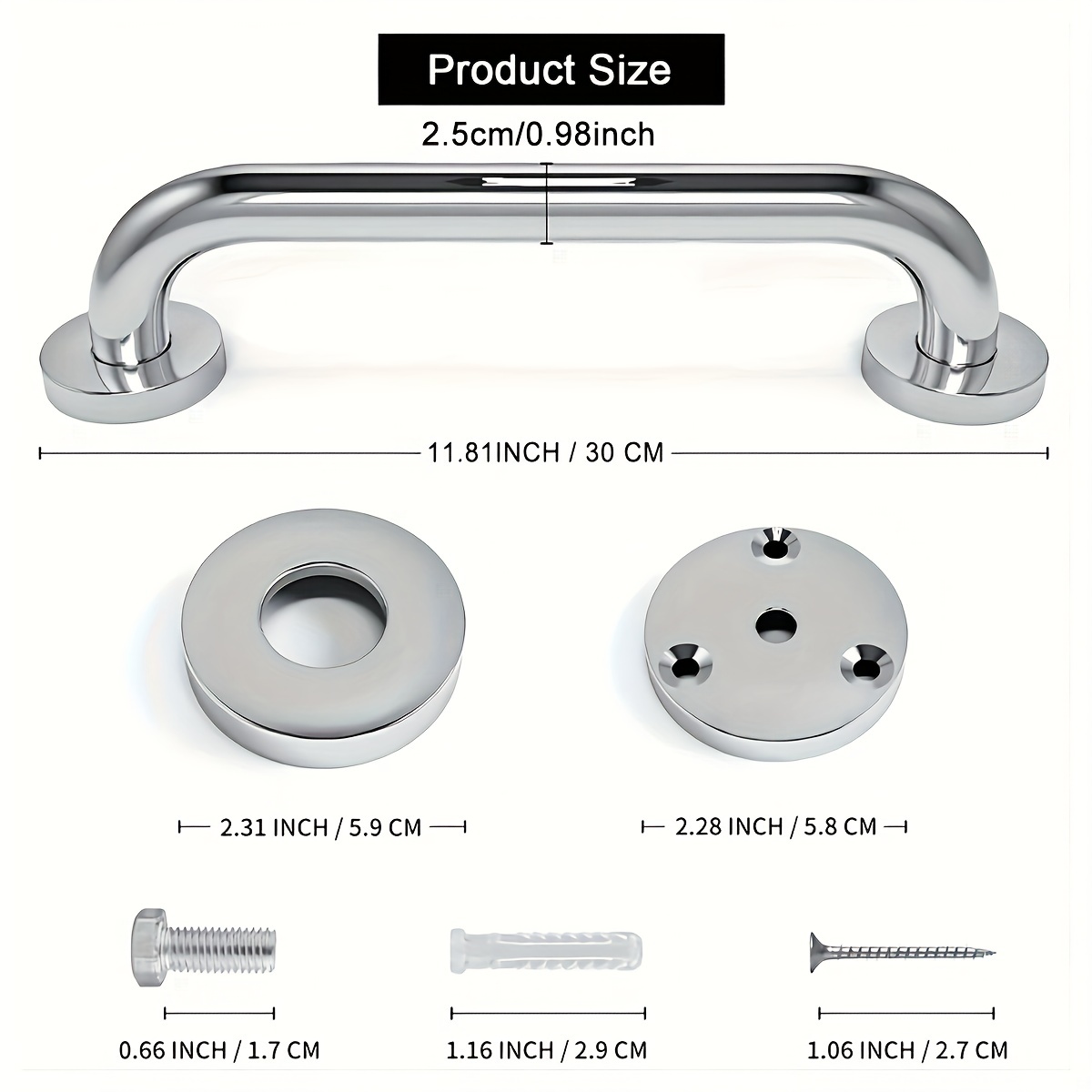 Shower Grab Bar Home Bathroom Grab Bar Sus 304 Stainless - Temu