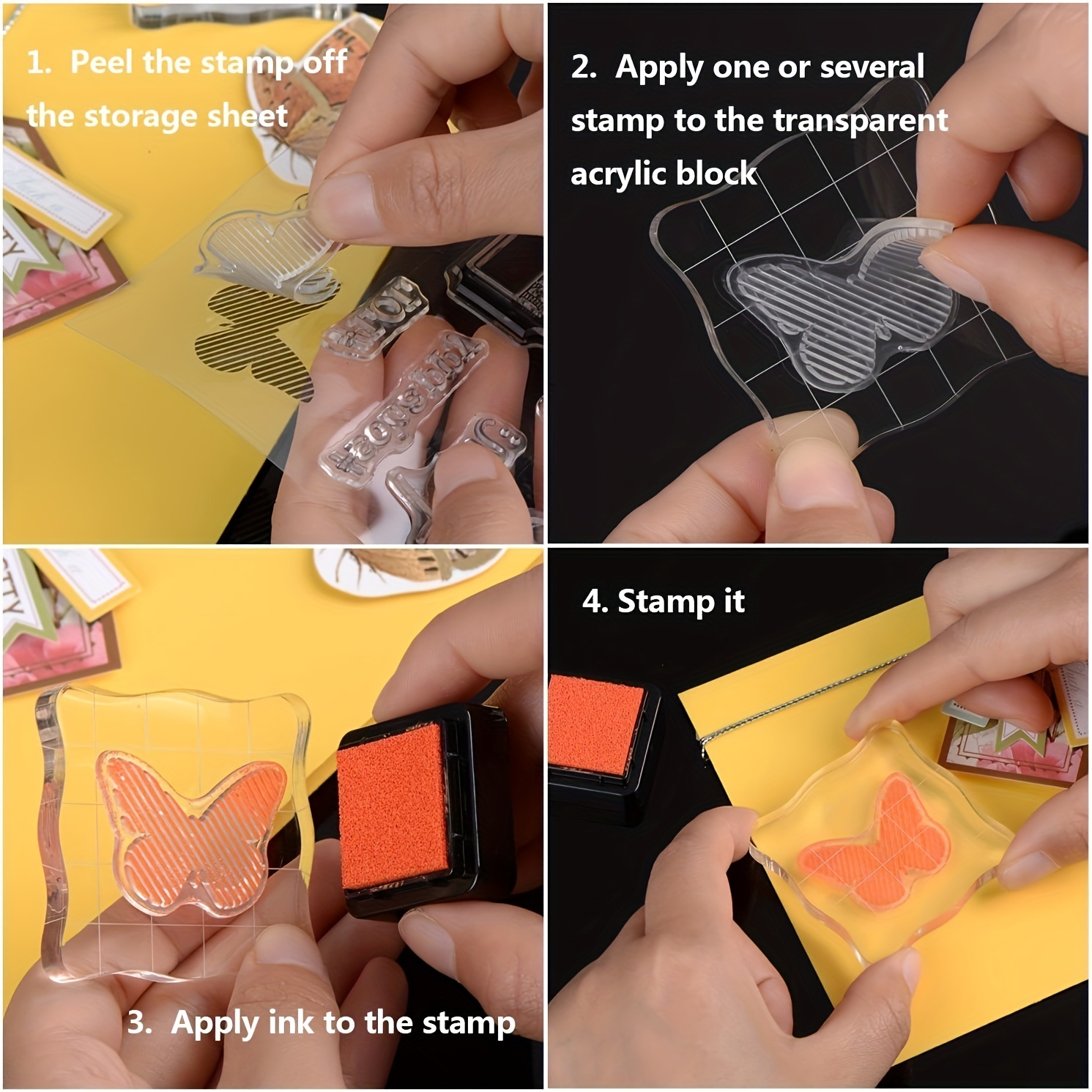 7pcs/set Transparent Acrylic Stamp Block DIY Transparent Stamp Block Pad  for DIY Scrapbooking