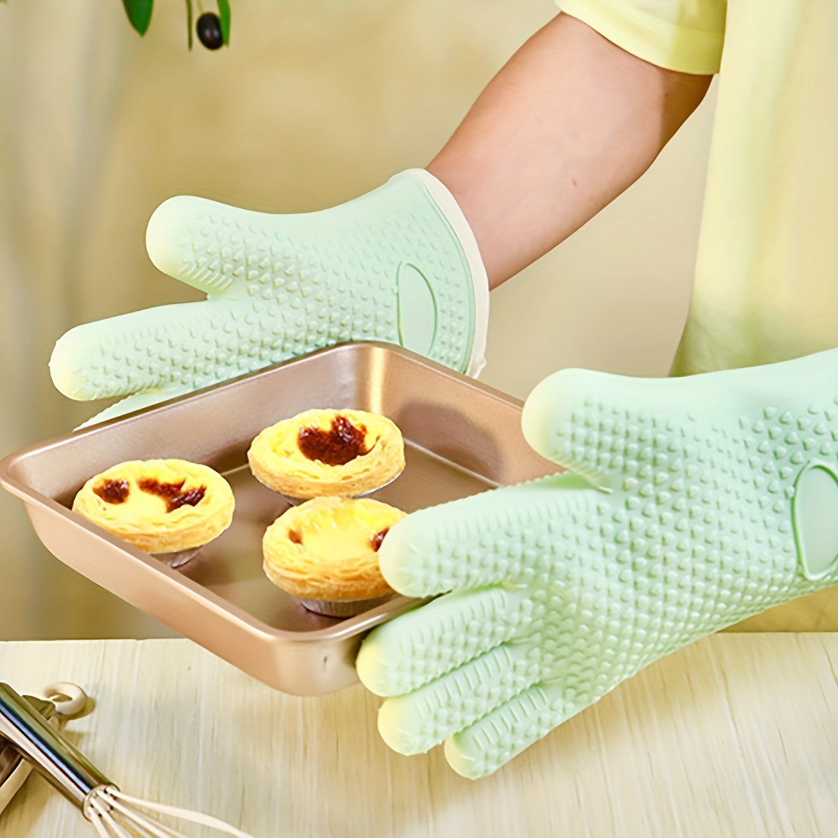 Silicone Oven Mitts Solid Color Heat Resistant Mitts - Temu