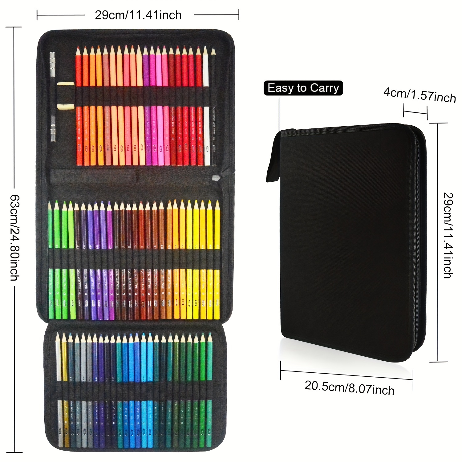 200 Colored Pencils, Ccfoud Coloring Pencils Zipper-Case Set, Professional  Soft Core Oil Color Pencils for