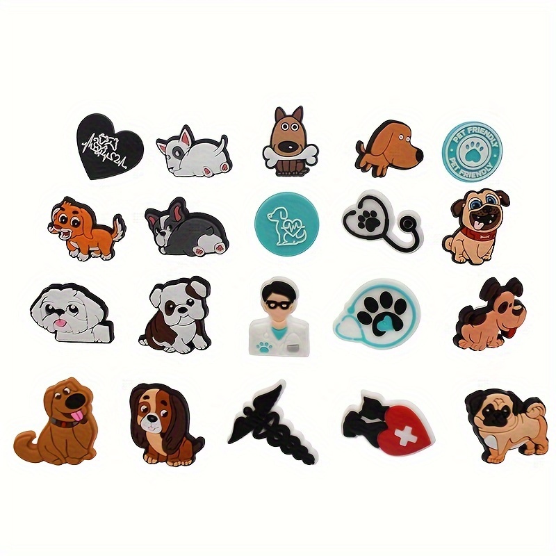 20PCS PVC Straw Charms Cute Dogs Series New Arrival Plastic Straw