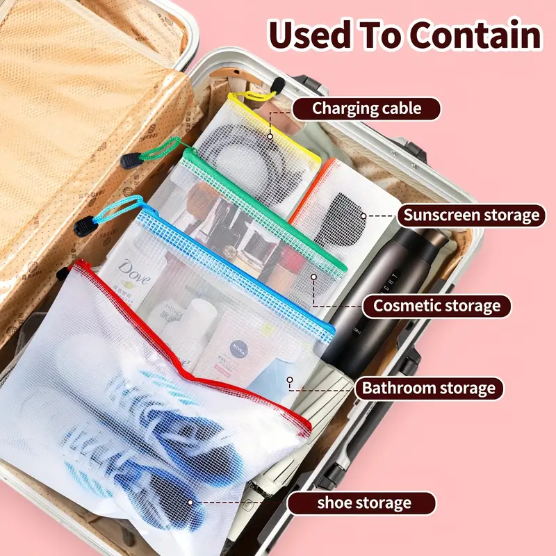 24/16 Mesh Zipper Bags, Cross-stitch And Puzzle Project Bags For Organizing  And Storage, With Various Sizes Suitable For Travel, School, Board Games,  And Office Supplies - Temu