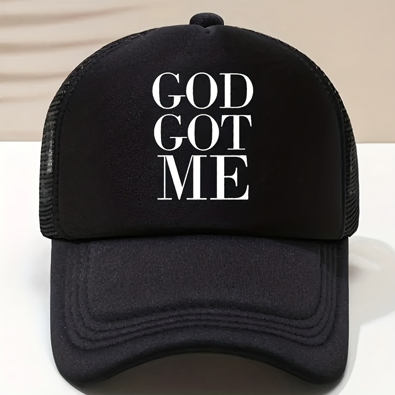 God Got Baseball Trendy Printed Solid Color Mesh Trucker - Temu