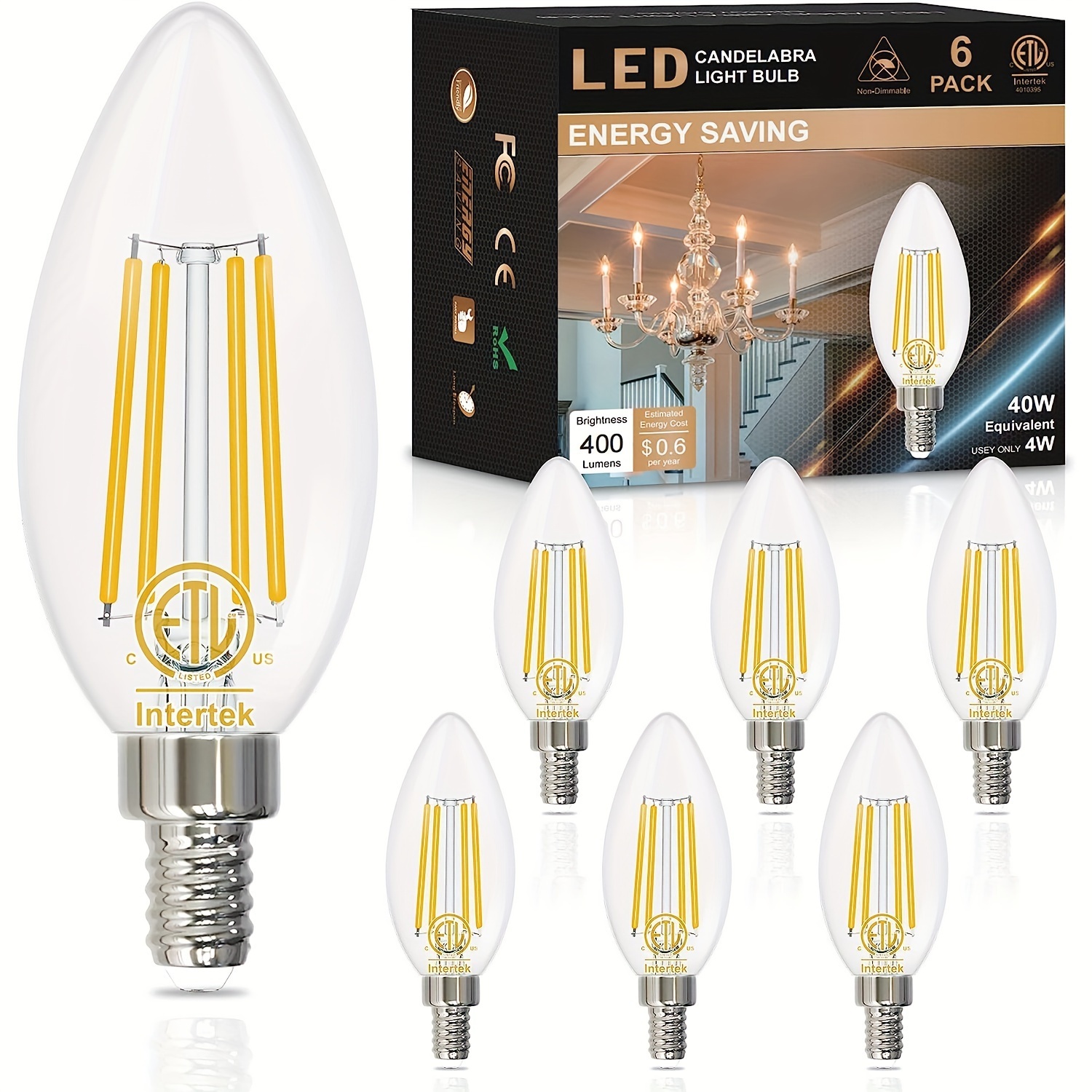 Bombillas LED B11 E26 para candelabros equivalentes a 25 W, bombillas LED  regulables, blanco suave 3000 K, 2 W 200 LM, bombilla decorativa de