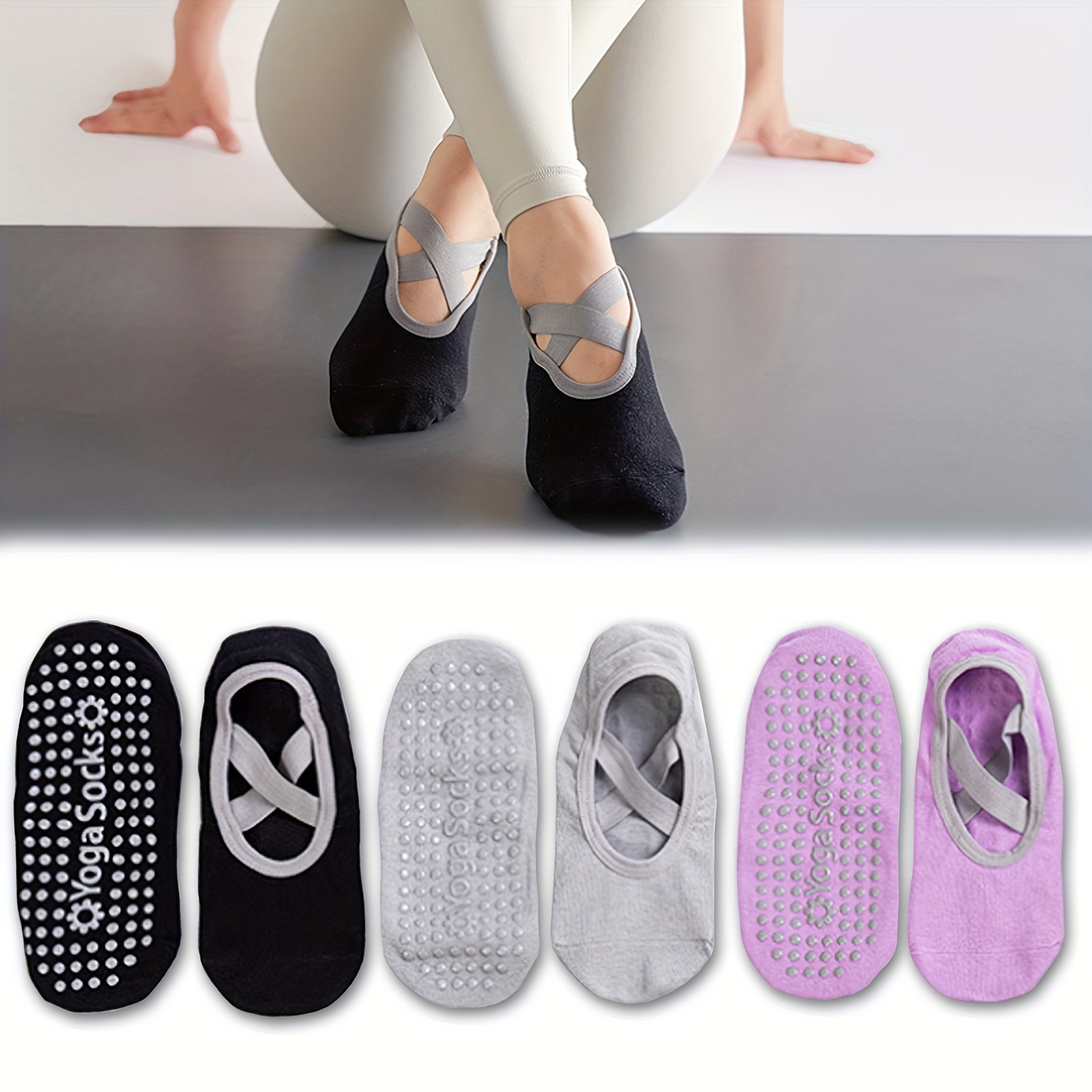 Yoga Socks Women: Non slip Grips Cross Strap Design Perfect - Temu