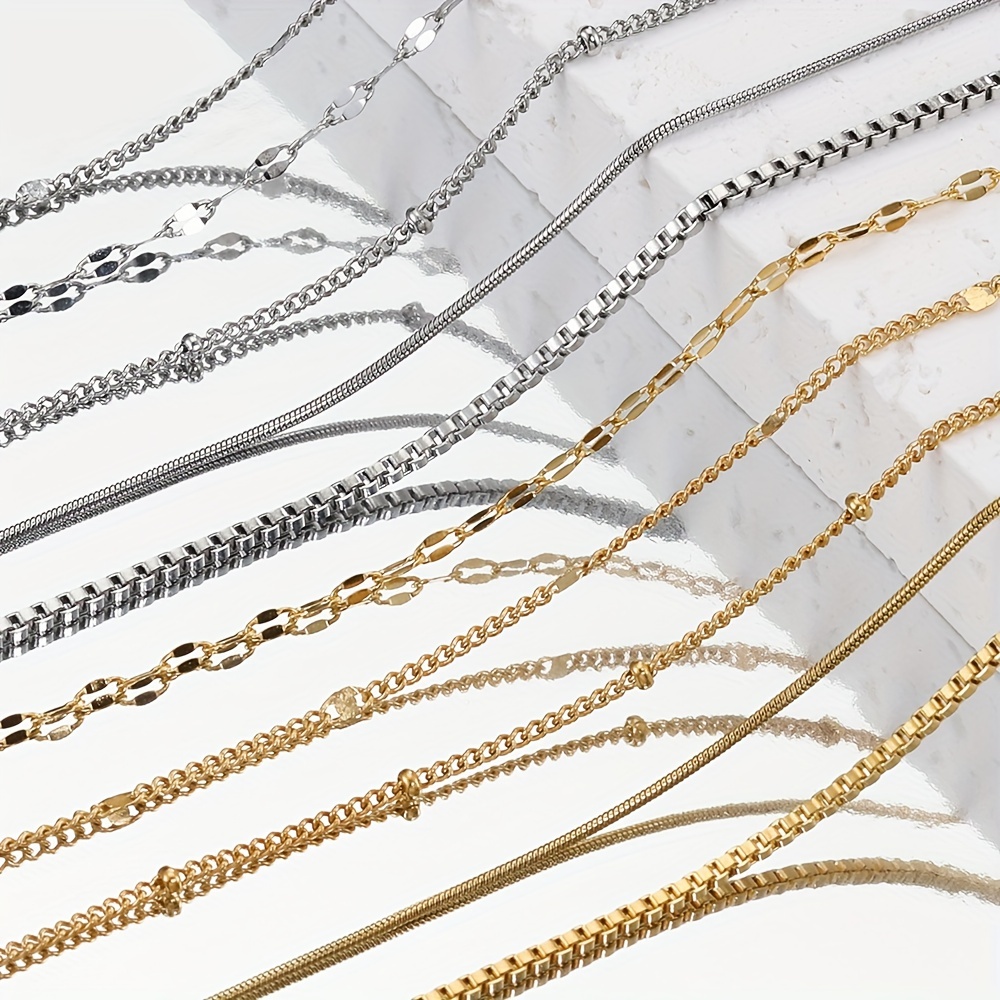 New 3 Types 14K Gold Plated Women's Neck Chain For DIY Necklaces Bracelets  Jewelry Making Materials Accessories Supplies Chains