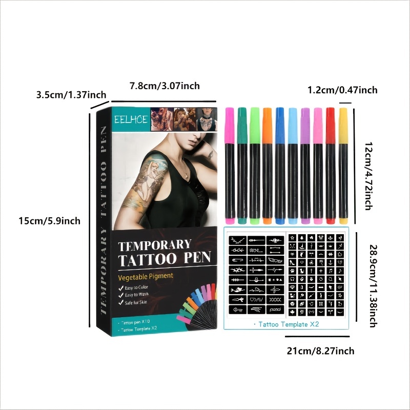 Tattoo Marking Pen 12 Colors Temporary Tattoo Pens Body Markers