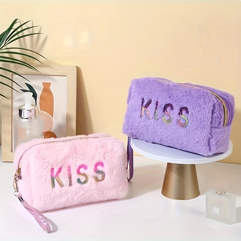 Small Makeup Bag for Purse Makeup Pouches for Women Aesthetic Cosmetic Bag  Cute Pencil Case Travel Toiletry Bag Fuzzy Makeup Bag Makeup Brushes