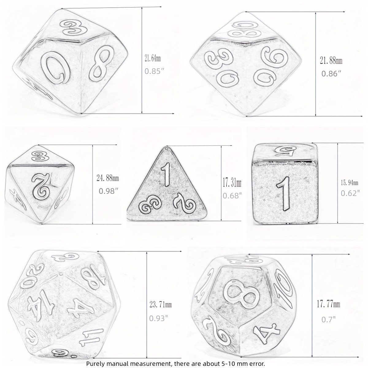 Premium Blue & White Polyhedral Dice Set for RPGs