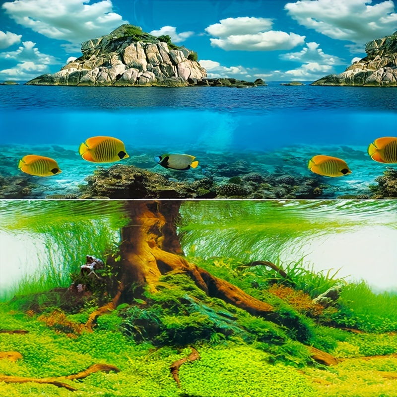 Aquarium Poster Tree Root Underwater Forest Fish Tank Background Aquatic  Plants Picture Decoration