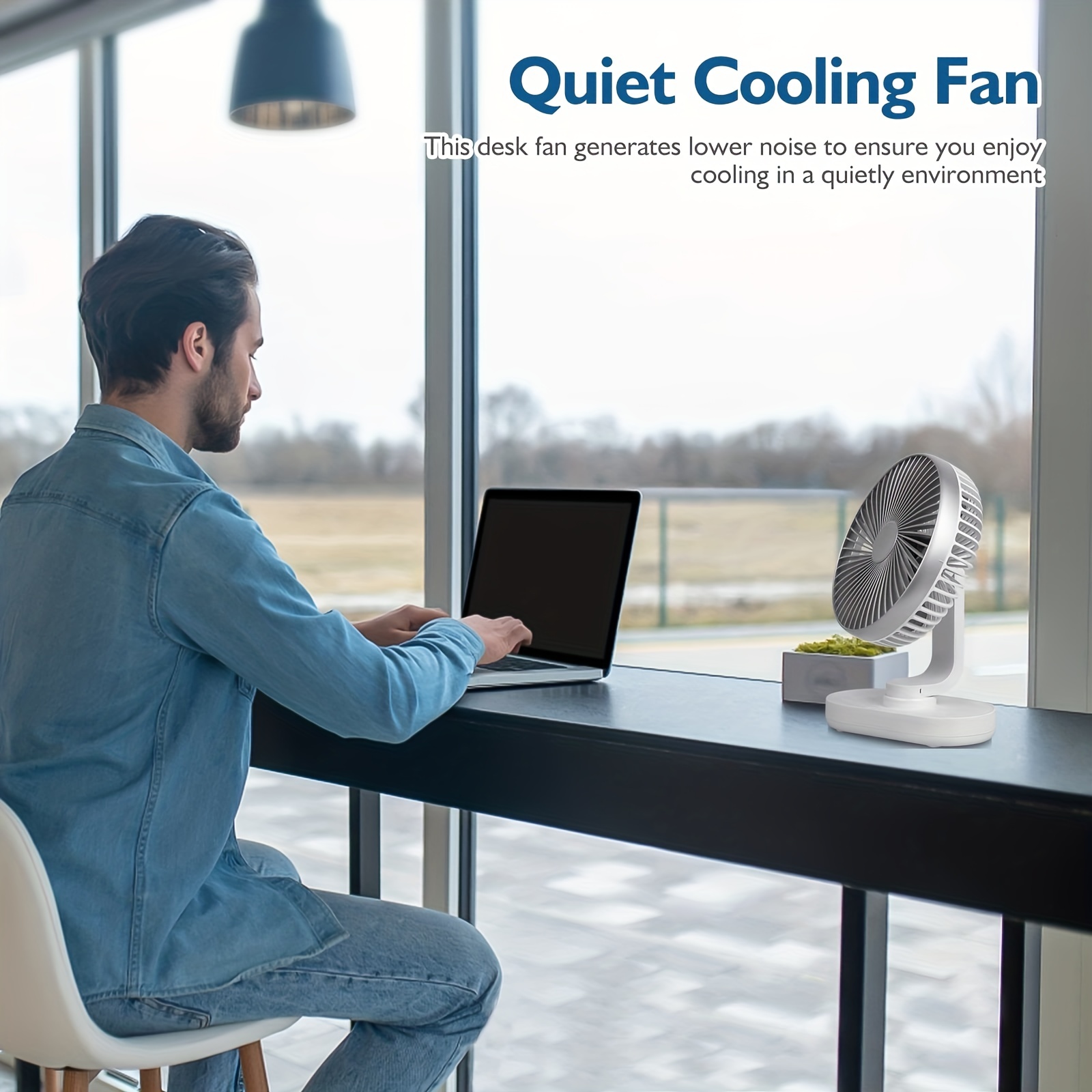 Portable Rechargeable Desk Fan air Cooler Mini Operated Desk 4 Adjustable  Speeds