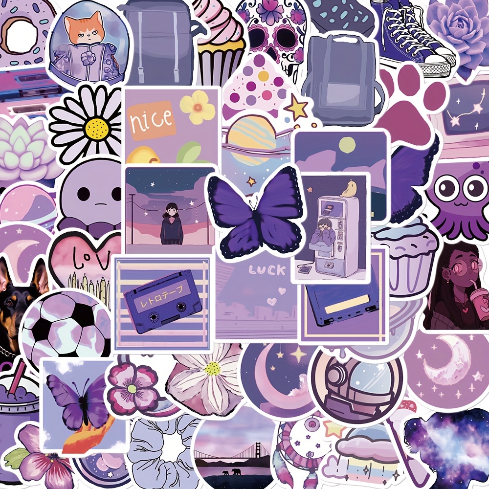  Purple Stickers for Water Bottle Purple Aesthetic Stickers for  Journaling Vinyl Stickers for Kids(50 Pcs) : Toys & Games