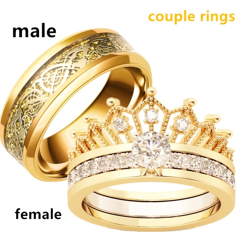Men's Couples Crown Wedding Engagement Ring