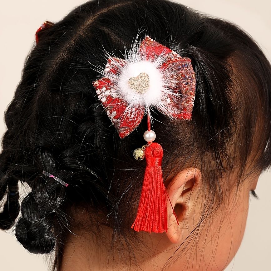 Girls Elegant Hair Clips Chinese Style Embroidered Bow Tassel Hair Clips  Ancient Hanfu Hair Accessories For Chinese New Year Party | Today's Best  Daily Deals | Temu