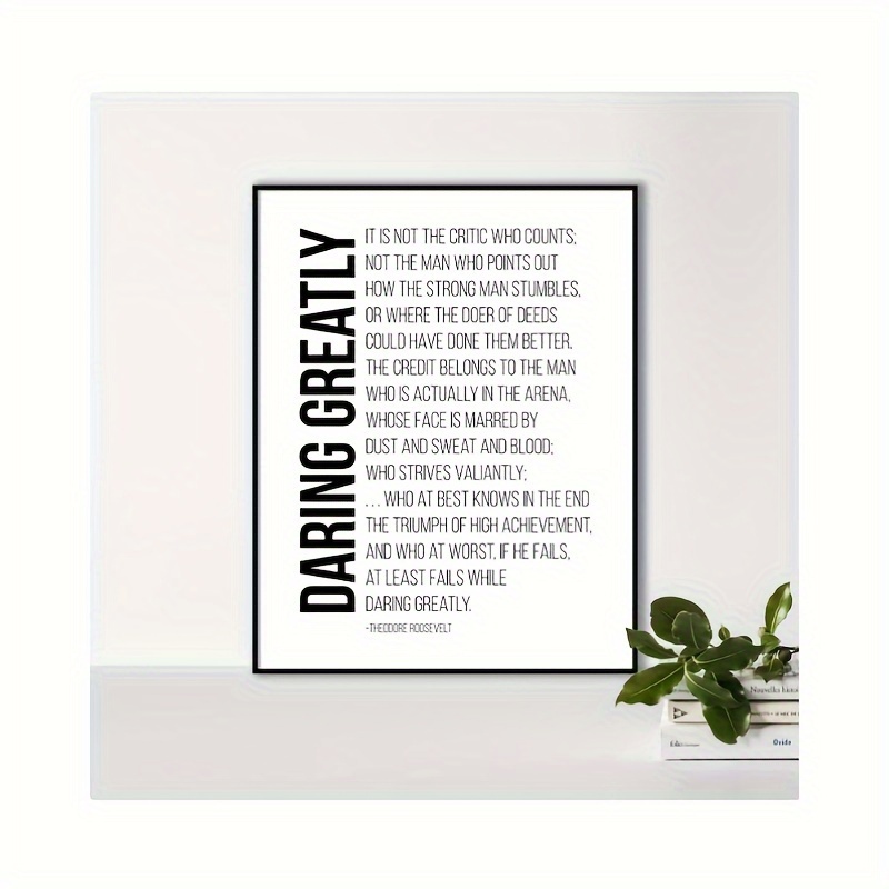 1pc Daring Greatly Man In The Quote Poster - Temu