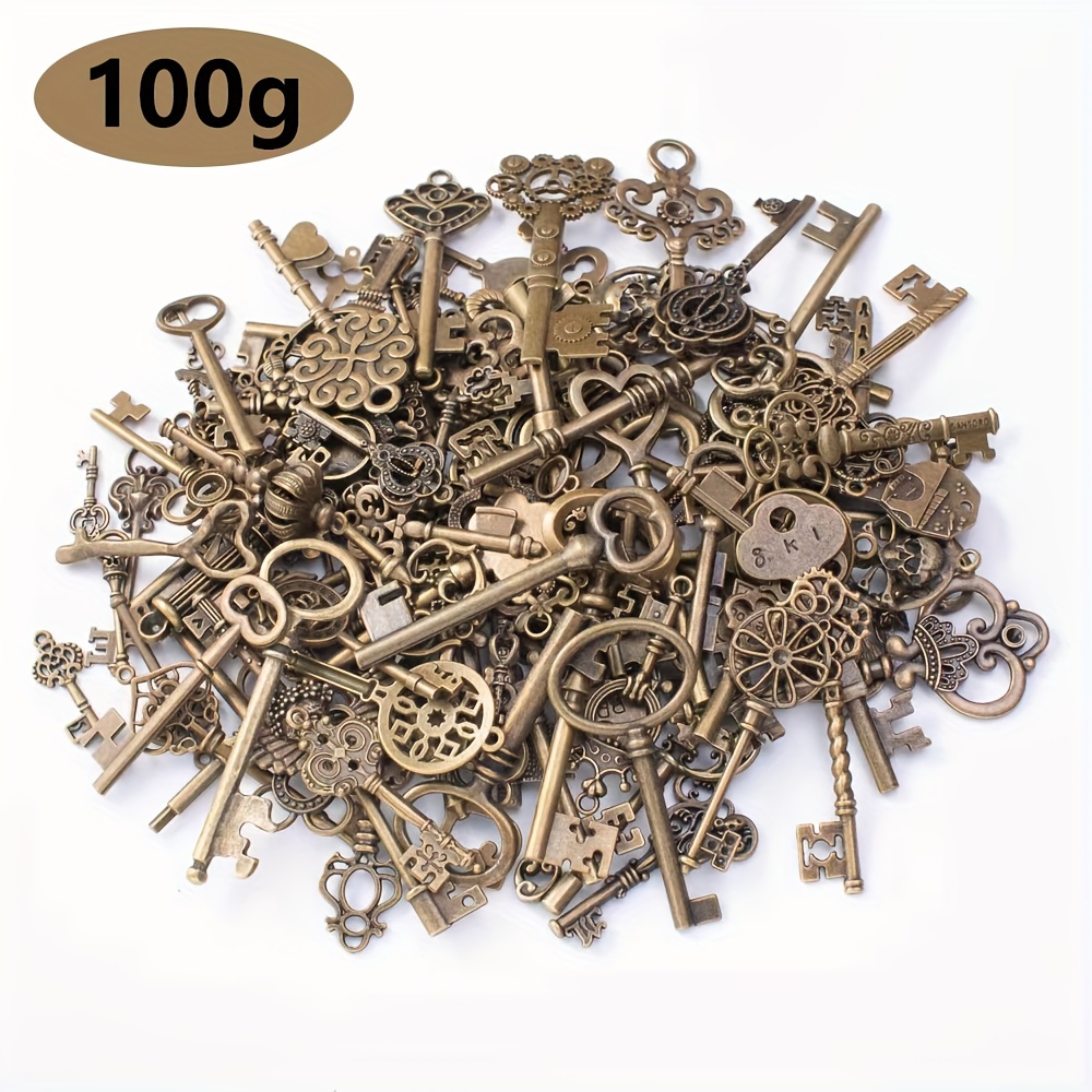 10 Pcs Antique Bronze Heart Skeleton Key Charms Pendants A173