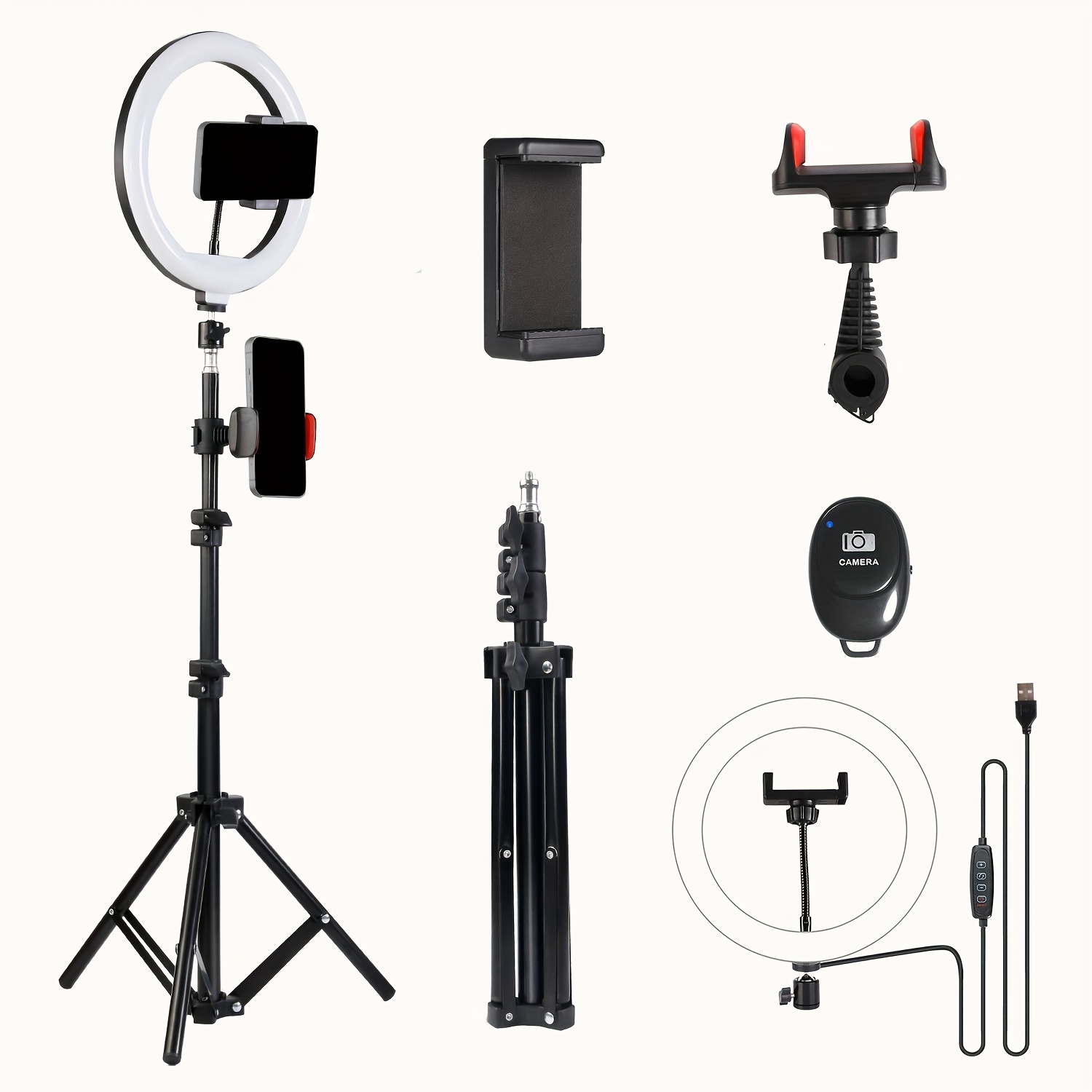 1pc 25.4cm Selfie Ring Light With Tripod Stand Mobile Holder
