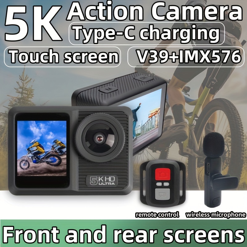 Caméra Sport Étanche 4K - 24MP WiFi Appareil Photo avec Écran Tactile EIS  8X Zoom, Microphone sans Fil, Ensemble de Piles et de Chargeurs et Kits  d'accessoires, Caméra d'action pour Vélo Moto