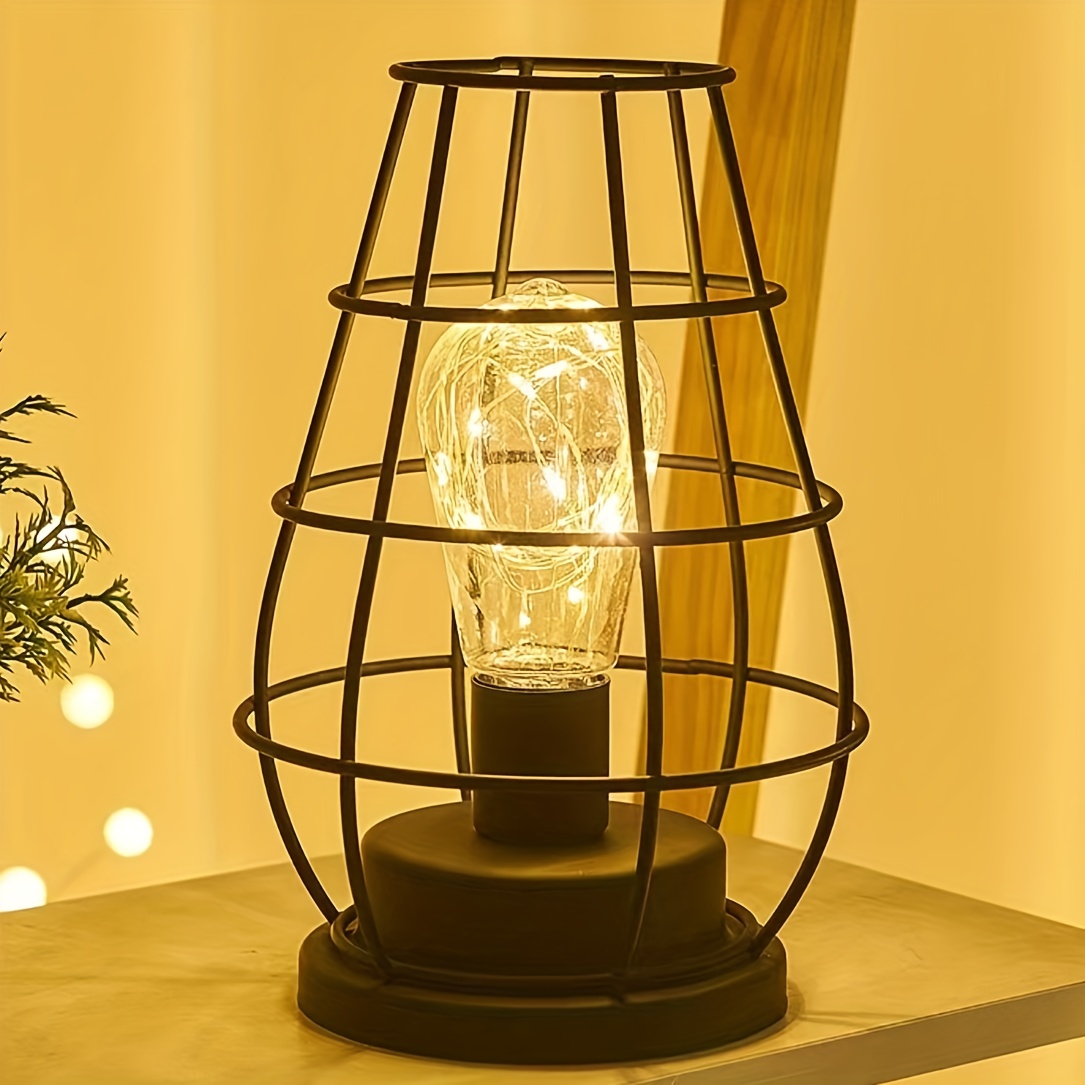 Antique Industrial Modern Electric Lantern Table Lamp for Bedroom