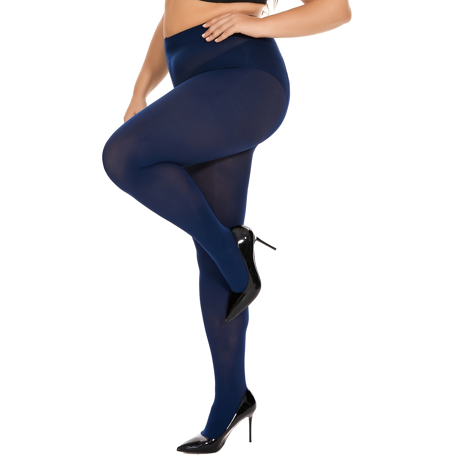 Plus Size Basic Tights Women's Plus 500d Control Top Tummy - Temu