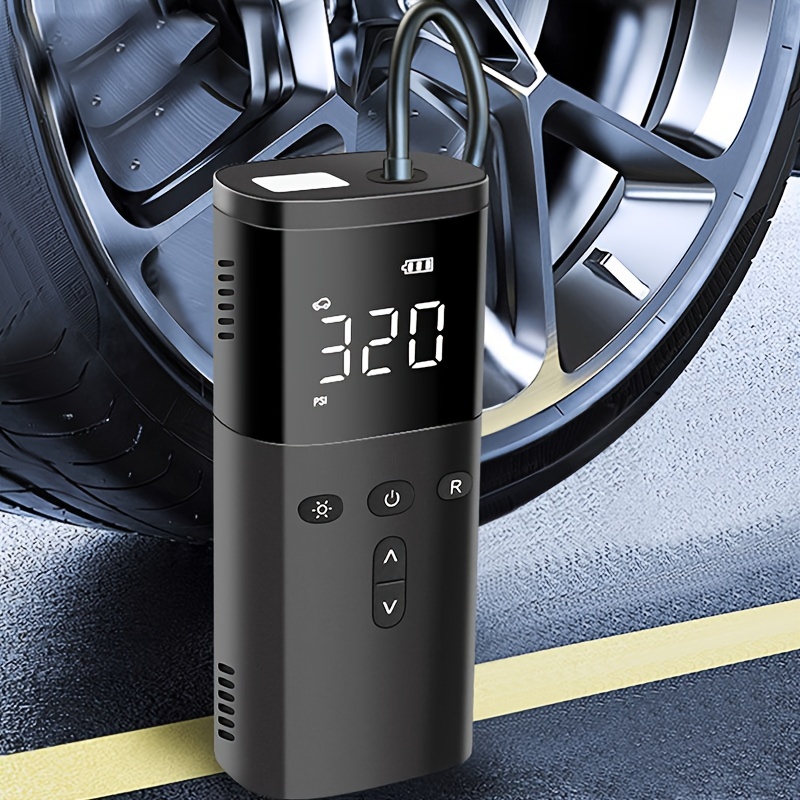 Wireless Car Tire Inflator Rechargeable Mini Electric Air Compressor  Inflatable Air Pump With LED Lamp Power Bank Function With Type-C Charger
