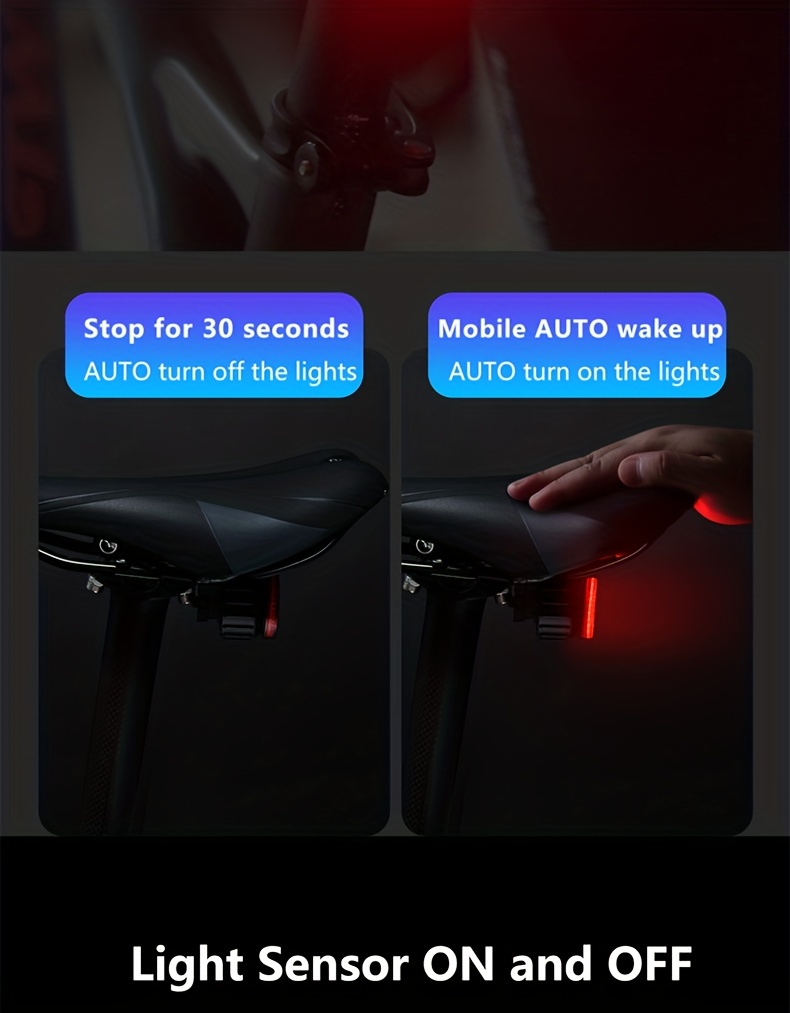 TWOOC Smart Bike Rear Light, Auto Start Stop Brake Sensing LED Charging Cycling Smart Bicycle Taillight