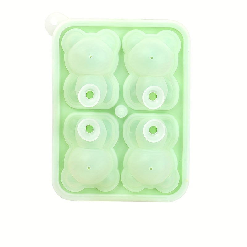 1pc 4-cavity Cute Bear Shaped Silicone Ice Cube Tray