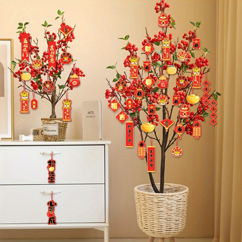 16pcs/set New Year Decorations Lucky Tree Pendant, Suitable For Chinese  Holiday Decorations 2024 Spring Festival New Year Pendant Decoration  Elevator