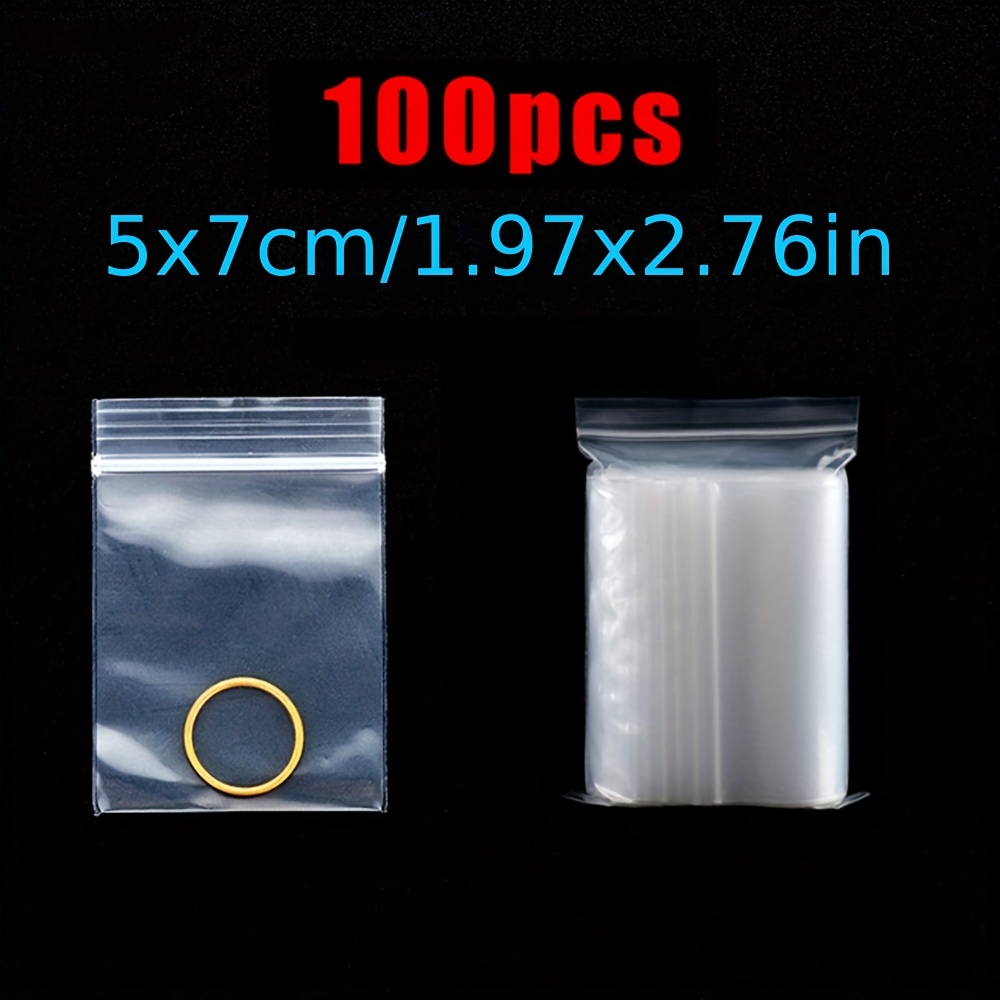 100pcs 5x7cm Sealing Bags Zipper Poly Bags Clear Resealable Transparent  Storage Bags Dispenser Bag