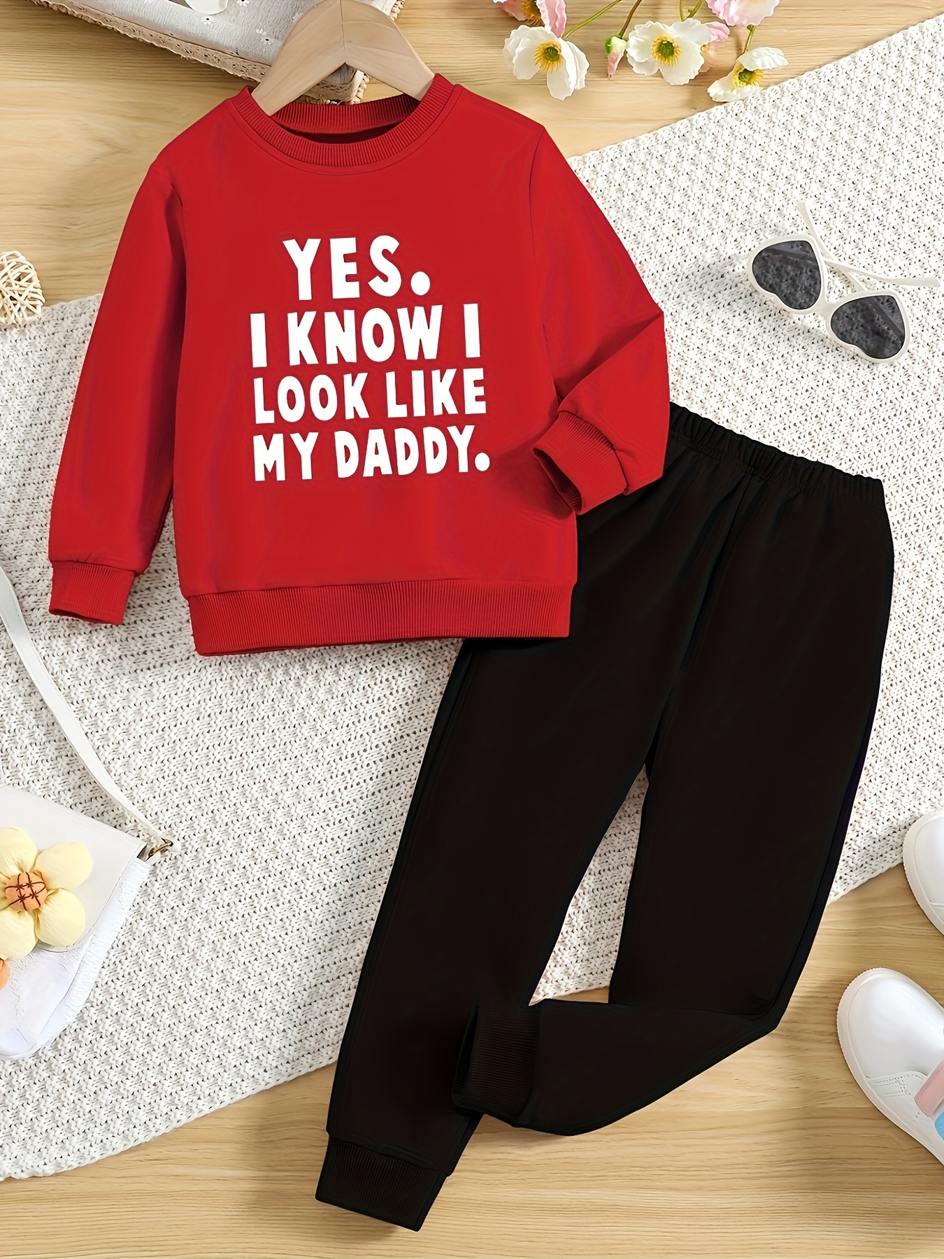 Solid Daddy Knows A Mommy Know Everything Print Pullover + - Temu