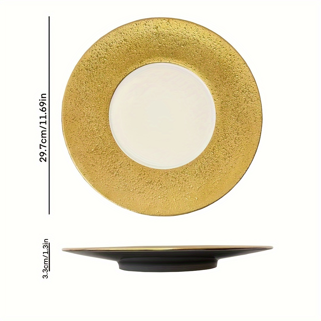 Luxury Golden Ceramic Dinnerware Golden Edges Plate Golden - Temu